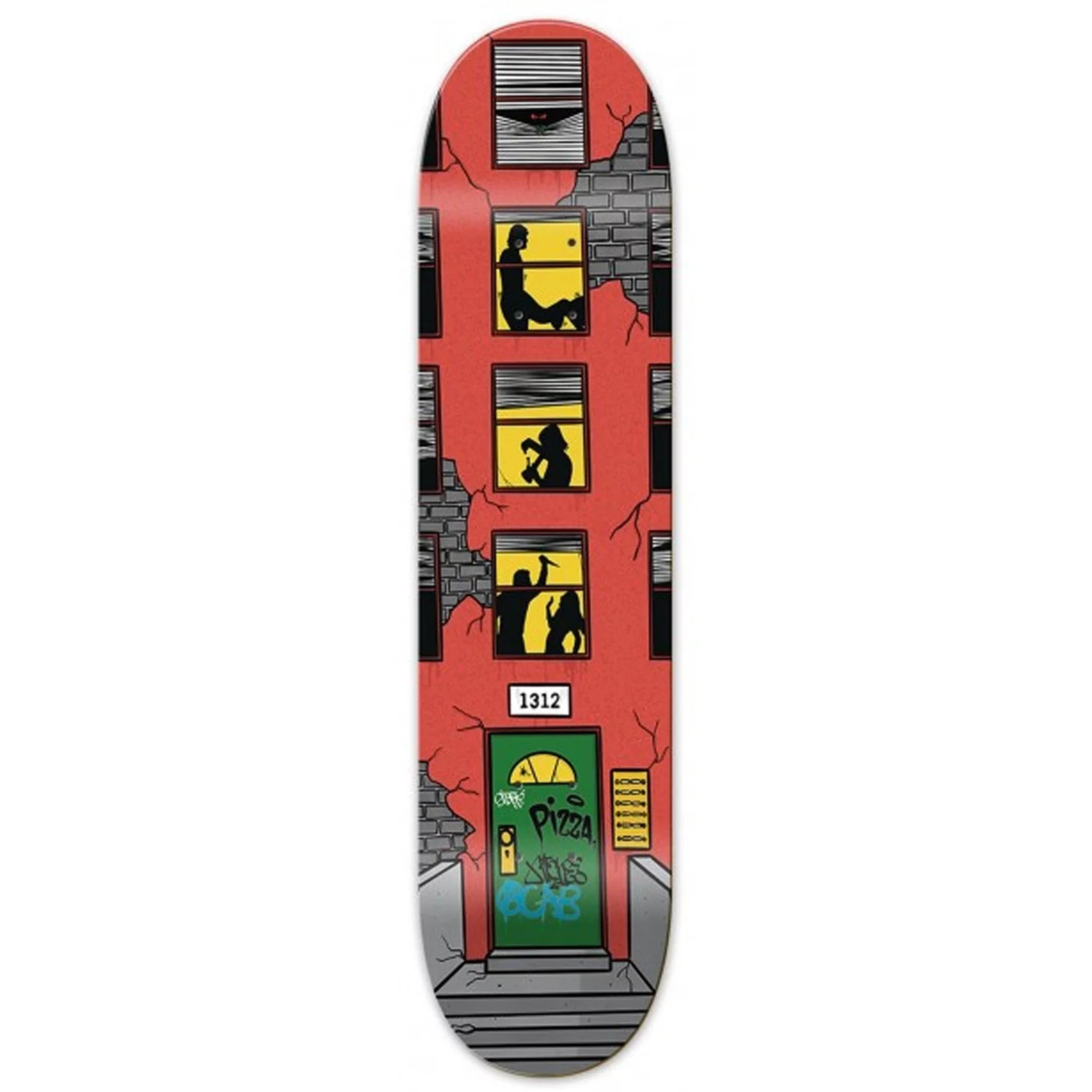 Deck Pizza Neighbors 8.375" en érable 7 plis Resin-7 Epoxy. Concave medium, stabilité et pop durable. Grip offert chez Le Père Skateur.