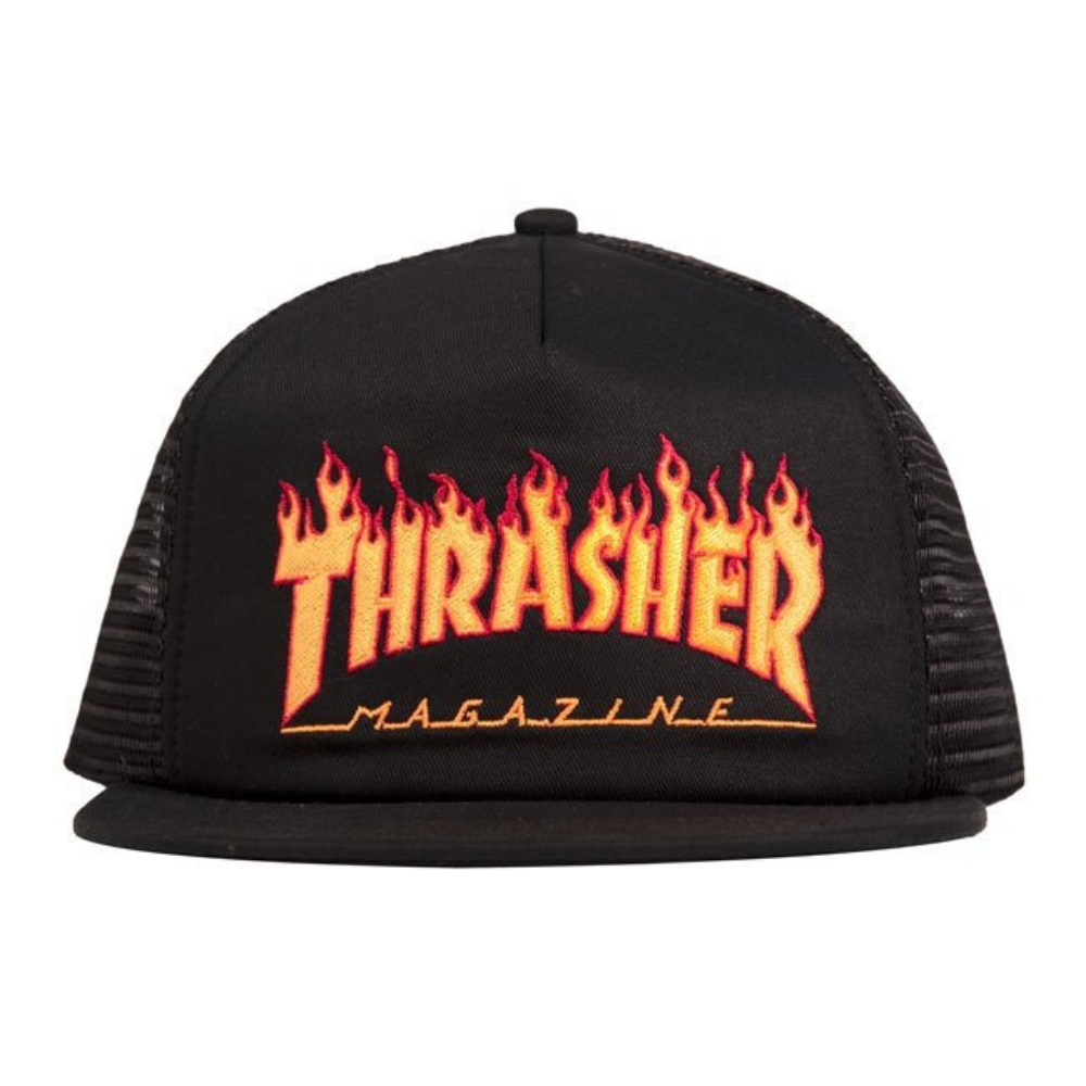 Casquette THRASHER FLAME EMB MESH BLACK