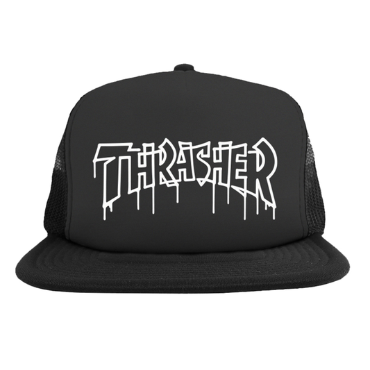 Casquette THRASHER ONE-LINER TRUCKER HAT BLACK BLACK