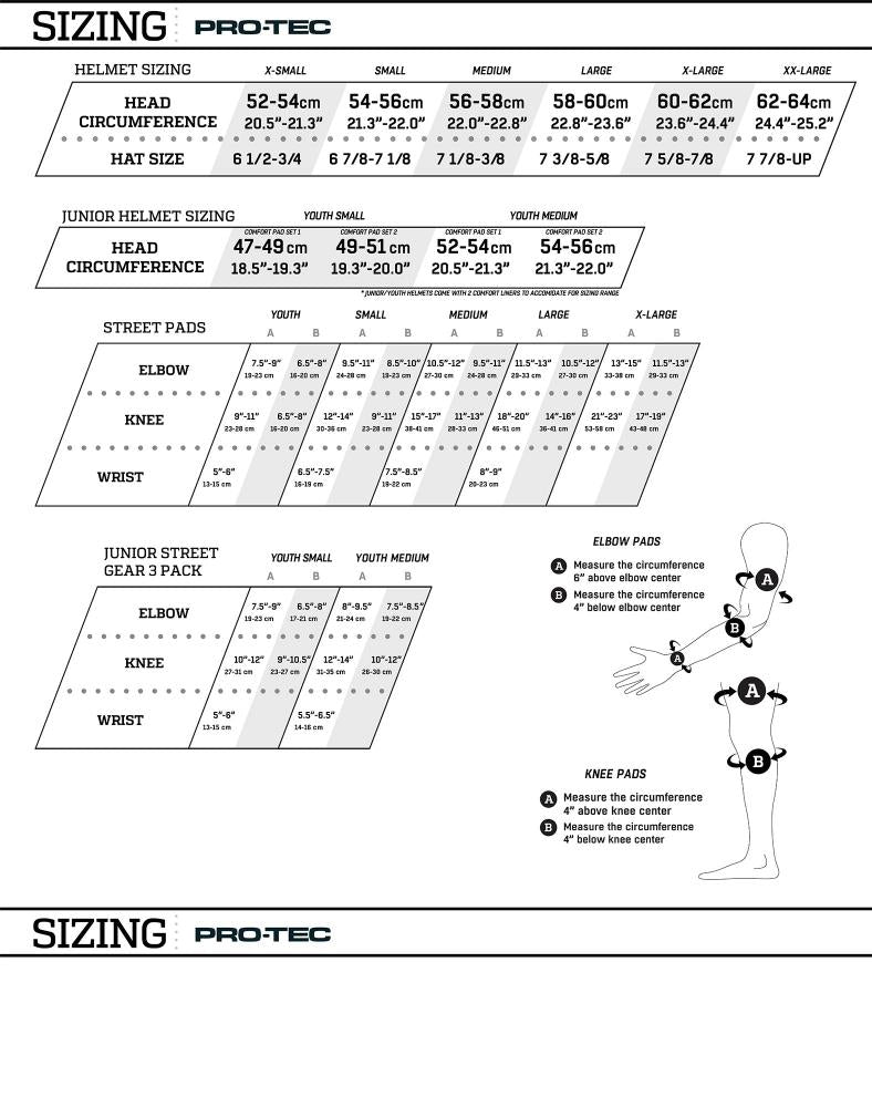 guide des tailles pro tec